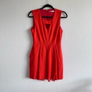 Trina Turk Lenci Fit and Flare Dress Orange Pleated Lined